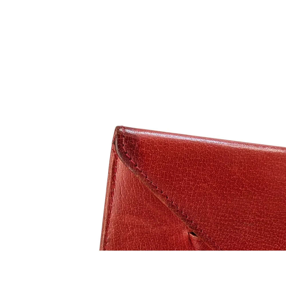 AMI Red Leather Envelope Photo Small Document Holder 6.75
